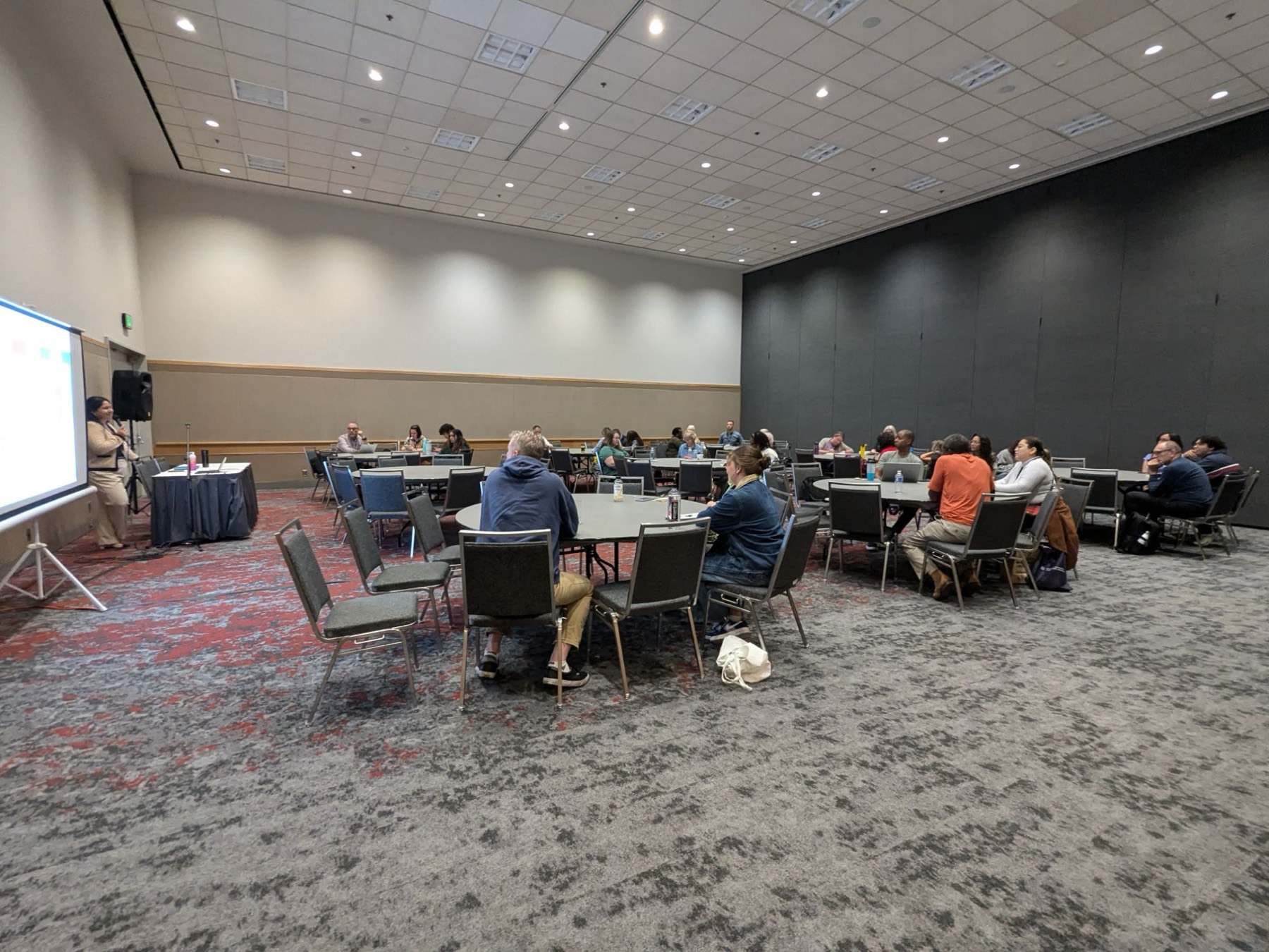 Rosa J. Bello presenting to a full conference room